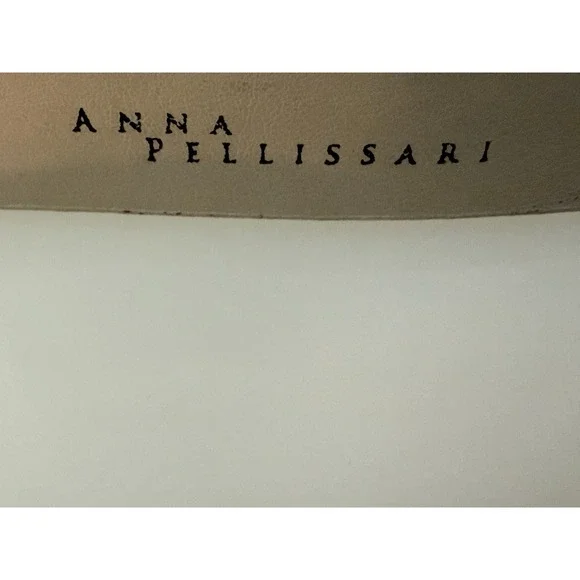 Anna Pellissari Size L Gold Tone Buckle Beige Gray Animal Print Leather Belt NWT